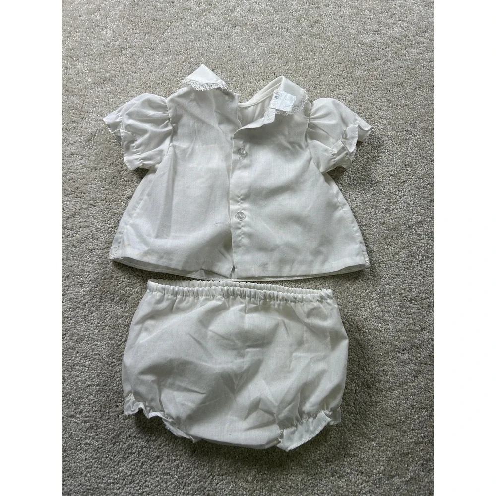 Vintage Mayfair Baby Outfit White‎ Lace Top Bloomer Set Puff Sleeve Infant Girls